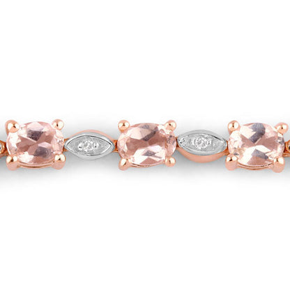 1.38 Carat Genuine Morganite and White Diamond .925 Sterling Silver Bracelet Bids.com