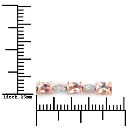 1.38 Carat Genuine Morganite and White Diamond .925 Sterling Silver Bracelet Bids.com