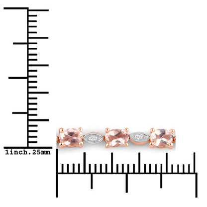 1.38 Carat Genuine Morganite and White Diamond .925 Sterling Silver Bracelet Bids.com