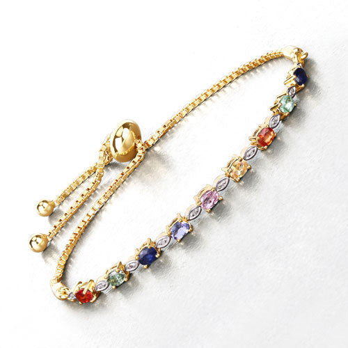 1.83 Carat Genuine Multi Sapphire .925 Sterling Silver Bracelet Bids.com