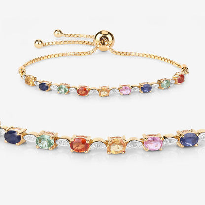 1.83 Carat Genuine Multi Sapphire .925 Sterling Silver Bracelet Bids.com