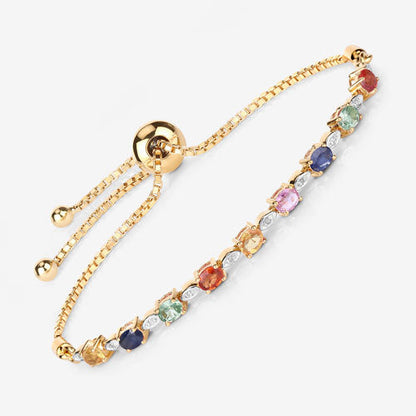 1.83 Carat Genuine Multi Sapphire .925 Sterling Silver Bracelet Bids.com