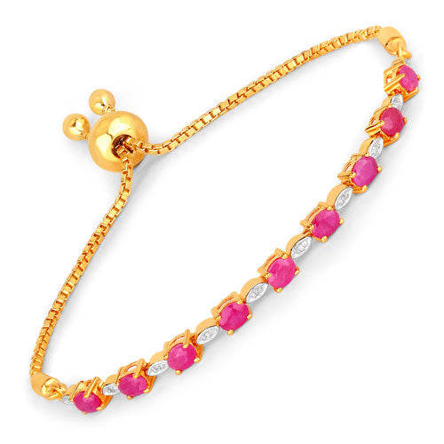 2.01 Carat Genuine Ruby and White Diamond .925 Sterling Silver Bracelet Bids.com