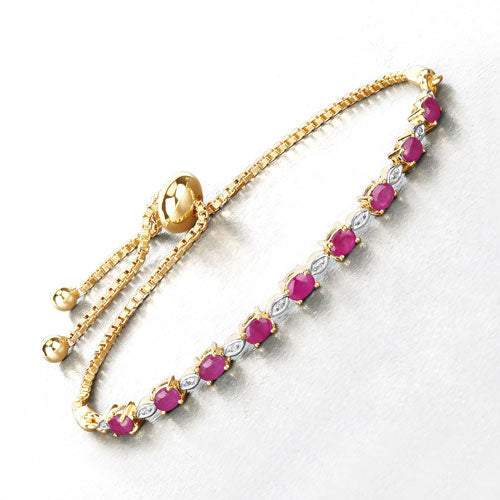 2.01 Carat Genuine Ruby and White Diamond .925 Sterling Silver Bracelet Bids.com