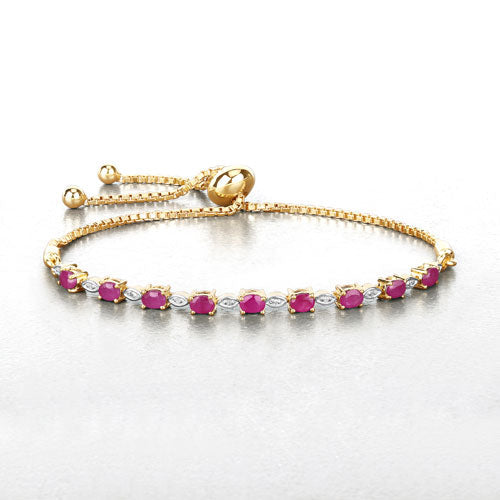 2.01 Carat Genuine Ruby and White Diamond .925 Sterling Silver Bracelet Bids.com