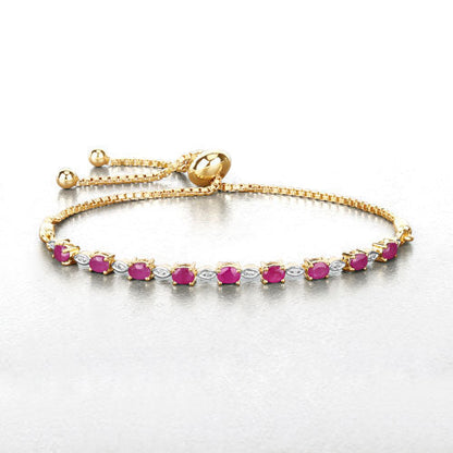 2.01 Carat Genuine Ruby and White Diamond .925 Sterling Silver Bracelet Bids.com