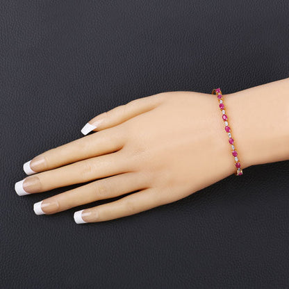 2.01 Carat Genuine Ruby and White Diamond .925 Sterling Silver Bracelet Bids.com