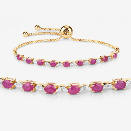 2.01 Carat Genuine Ruby and White Diamond .925 Sterling Silver Bracelet Bids.com