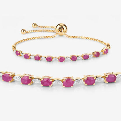 2.01 Carat Genuine Ruby and White Diamond .925 Sterling Silver Bracelet Bids.com