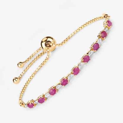 2.01 Carat Genuine Ruby and White Diamond .925 Sterling Silver Bracelet Bids.com