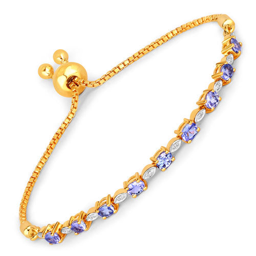 1.56 Carat Genuine Tanzanite and White Diamond .925 Sterling Silver Bracelet Bids.com