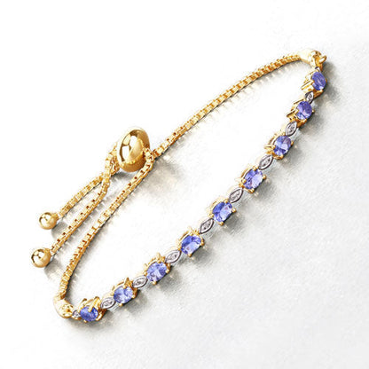1.56 Carat Genuine Tanzanite and White Diamond .925 Sterling Silver Bracelet Bids.com