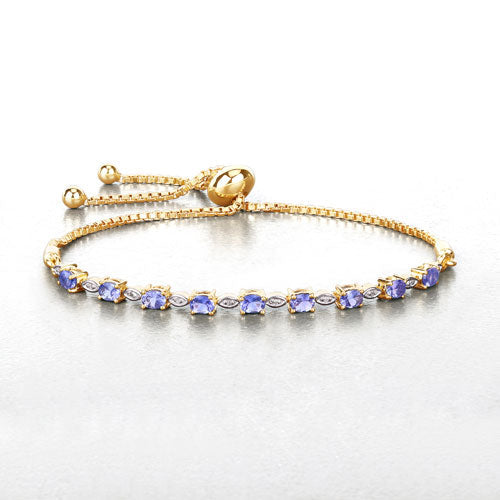 1.56 Carat Genuine Tanzanite and White Diamond .925 Sterling Silver Bracelet Bids.com