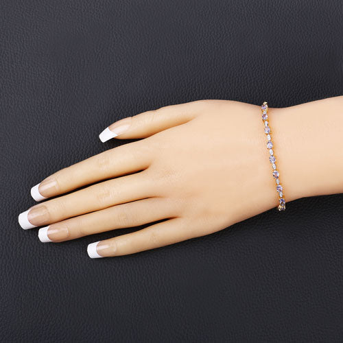 1.56 Carat Genuine Tanzanite and White Diamond .925 Sterling Silver Bracelet Bids.com