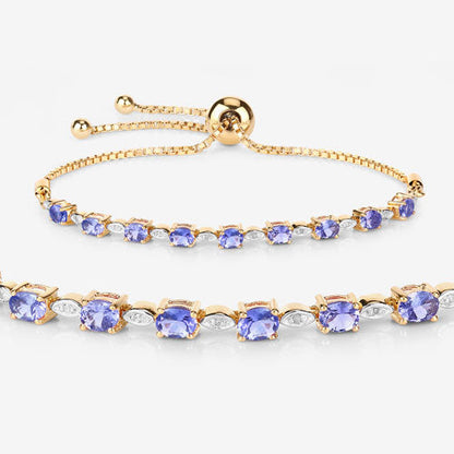 1.56 Carat Genuine Tanzanite and White Diamond .925 Sterling Silver Bracelet Bids.com