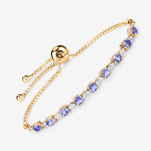1.56 Carat Genuine Tanzanite and White Diamond .925 Sterling Silver Bracelet Bids.com