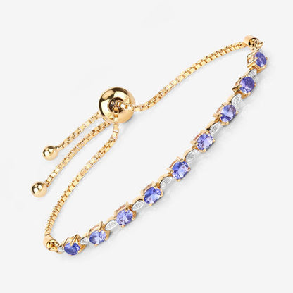 1.56 Carat Genuine Tanzanite and White Diamond .925 Sterling Silver Bracelet Bids.com
