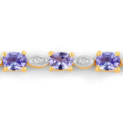 1.56 Carat Genuine Tanzanite and White Diamond .925 Sterling Silver Bracelet Bids.com