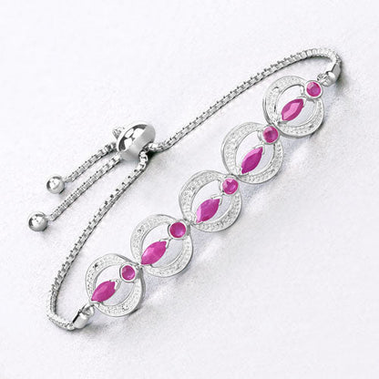 1.65 Carat Genuine Ruby and White Diamond .925 Sterling Silver Bracelet Bids.com