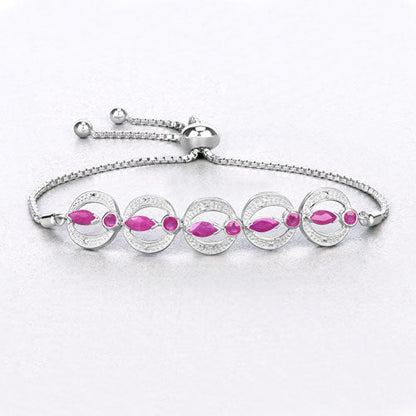 1.65 Carat Genuine Ruby and White Diamond .925 Sterling Silver Bracelet Bids.com