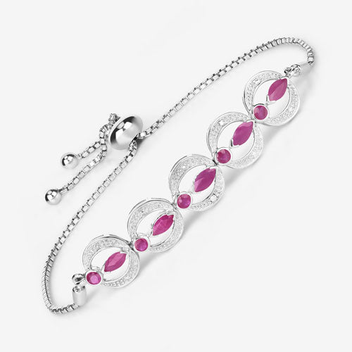 1.65 Carat Genuine Ruby and White Diamond .925 Sterling Silver Bracelet Bids.com