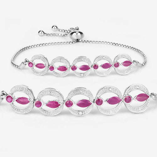 1.65 Carat Genuine Ruby and White Diamond .925 Sterling Silver Bracelet Bids.com