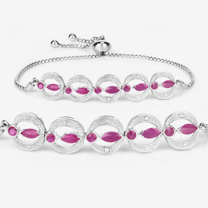 1.65 Carat Genuine Ruby and White Diamond .925 Sterling Silver Bracelet Bids.com