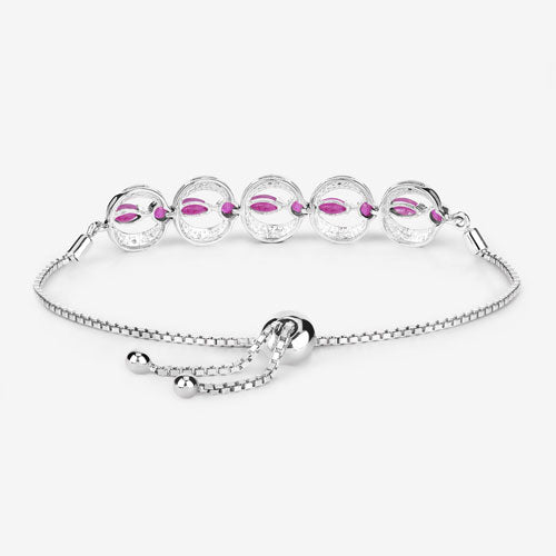 1.65 Carat Genuine Ruby and White Diamond .925 Sterling Silver Bracelet Bids.com