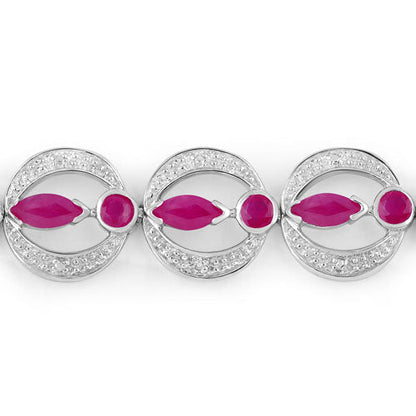 1.65 Carat Genuine Ruby and White Diamond .925 Sterling Silver Bracelet Bids.com