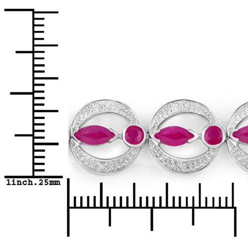 1.65 Carat Genuine Ruby and White Diamond .925 Sterling Silver Bracelet Bids.com
