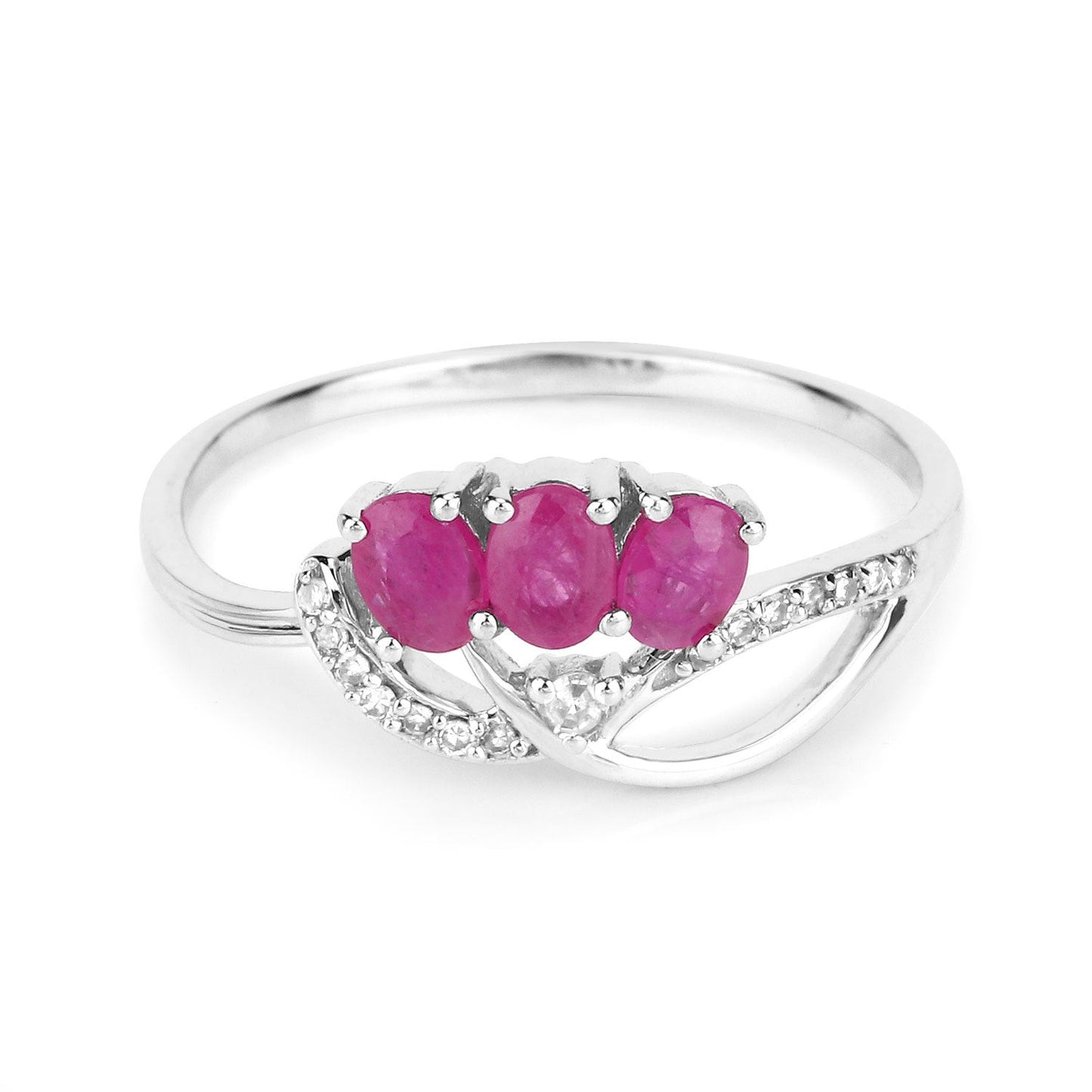 0.71 Carat Genuine Ruby and White Diamond 14K White Gold Ring Bids.com