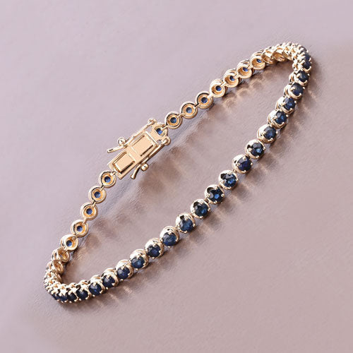 3.13 Carat Genuine Blue Sapphire 14K Yellow Gold Bracelet Bids.com