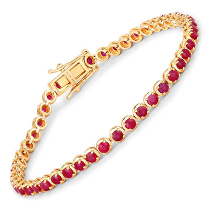 3.13 Carat Genuine Mozambique Ruby 14K Yellow Gold Bracelet Bids.com