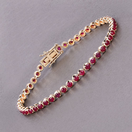 3.13 Carat Genuine Mozambique Ruby 14K Yellow Gold Bracelet Bids.com