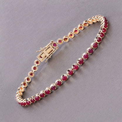3.13 Carat Genuine Mozambique Ruby 14K Yellow Gold Bracelet Bids.com
