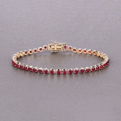 3.13 Carat Genuine Mozambique Ruby 14K Yellow Gold Bracelet Bids.com