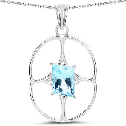 5.26 Carat Genuine Swiss Blue Topaz .925 Sterling Silver Pendant Bids.com