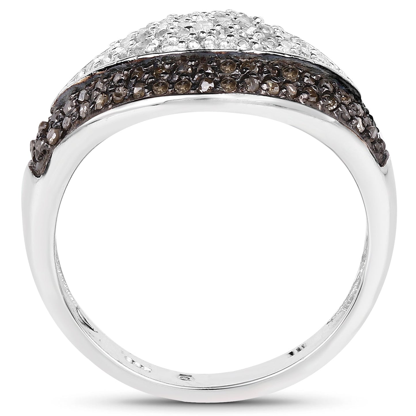 0.50 Carat Genuine Champagne Diamond and White Diamond .925 Sterling Silver Ring Bids.com