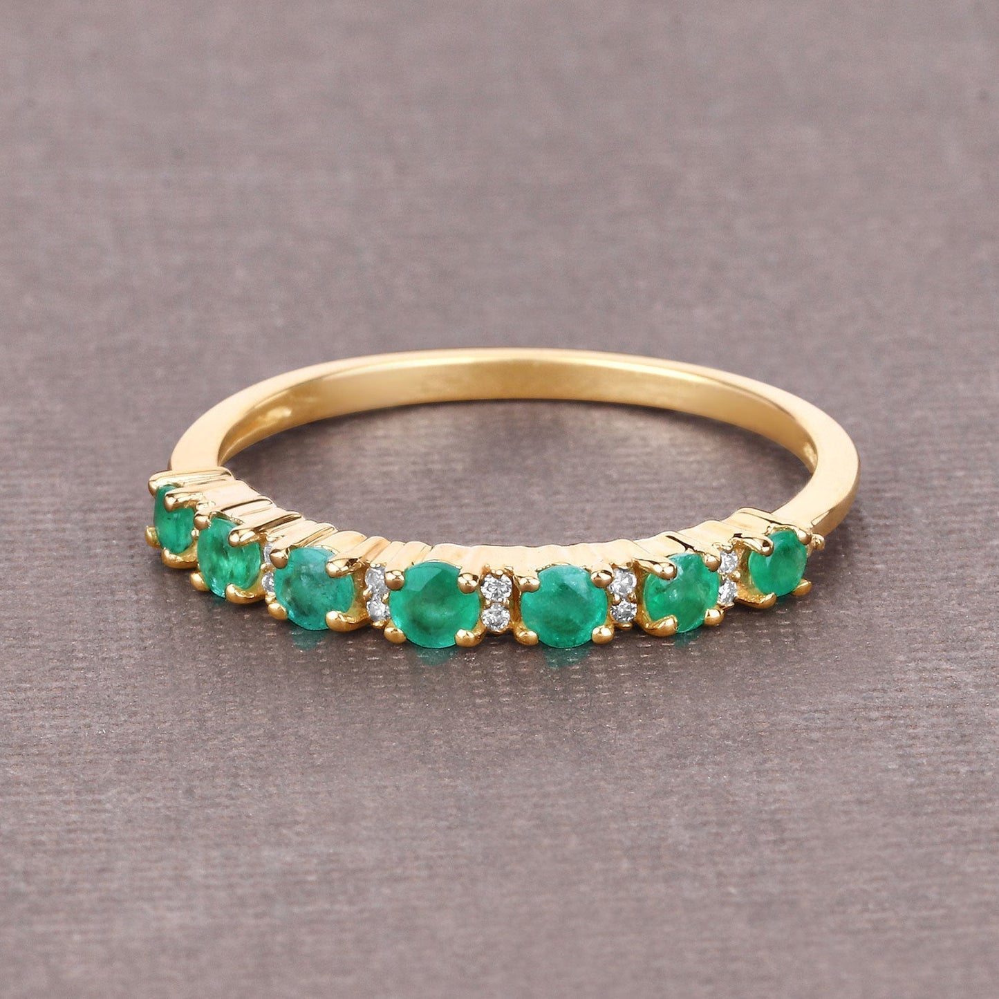 0.41 Carat Genuine Zambian Emerald and White Diamond 14K Yellow Gold Ring Bids.com