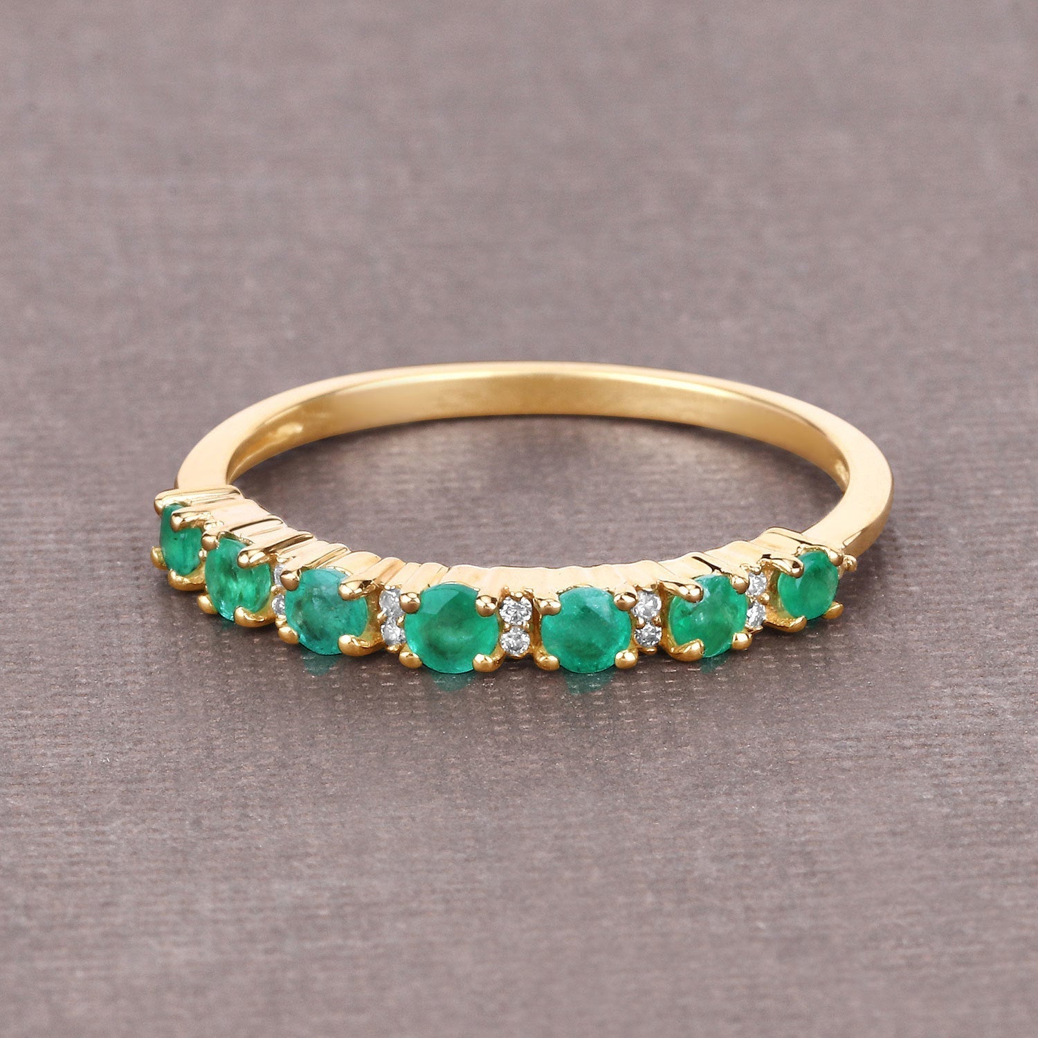 0.41 Carat Genuine Zambian Emerald and White Diamond 14K Yellow Gold Ring Bids.com