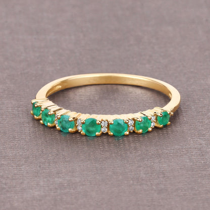 0.41 Carat Genuine Zambian Emerald and White Diamond 14K Yellow Gold Ring Bids.com