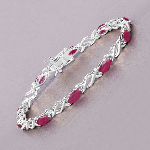 5.00 Carat Genuine Ruby 10K White Gold Bracelet Bids.com