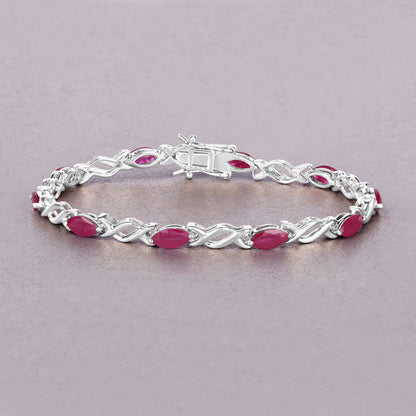 5.00 Carat Genuine Ruby 10K White Gold Bracelet Bids.com