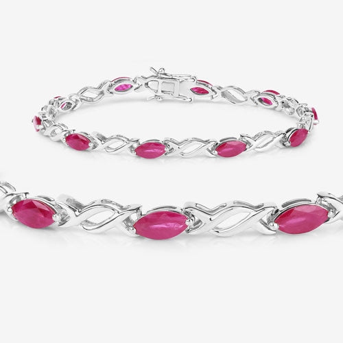 5.00 Carat Genuine Ruby 10K White Gold Bracelet Bids.com