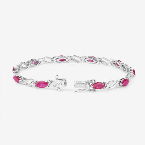 5.00 Carat Genuine Ruby 10K White Gold Bracelet Bids.com