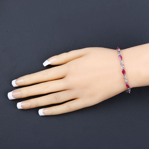 5.00 Carat Genuine Ruby 10K White Gold Bracelet Bids.com