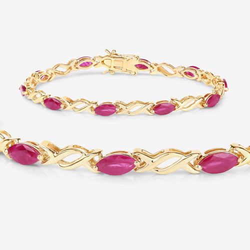 5.00 Carat Genuine Ruby 10K Yellow Gold Bracelet Bids.com