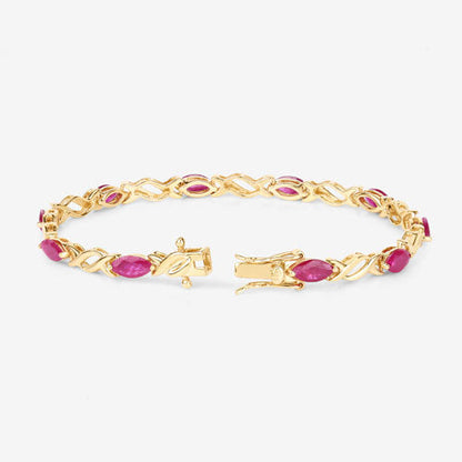 5.00 Carat Genuine Ruby 10K Yellow Gold Bracelet Bids.com