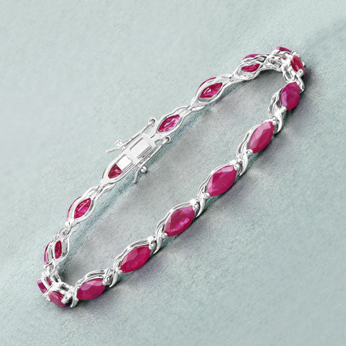 8.00 Carat Genuine Ruby 10K White Gold Bracelet Bids.com