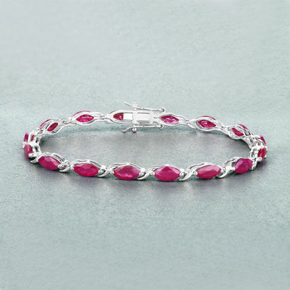 8.00 Carat Genuine Ruby 10K White Gold Bracelet Bids.com